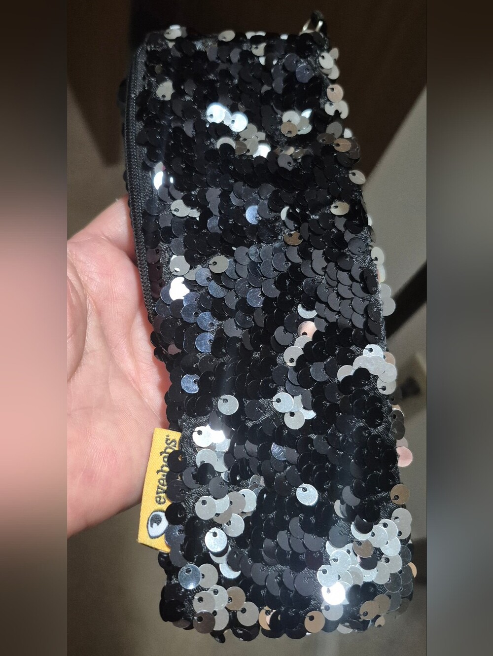 eyebobs Two Tone Sequin Soft Case Wristlet 8"×3"
